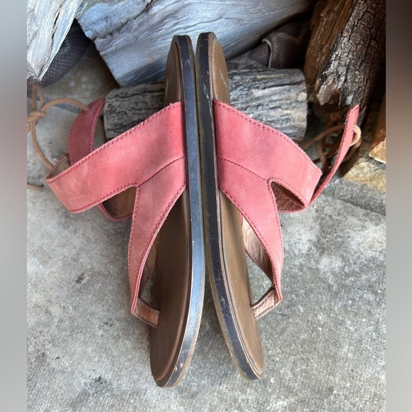 Sanuk Mariposa Yoga leather sandal with heel tie laces Sz-7. D - Picture 6 of 13